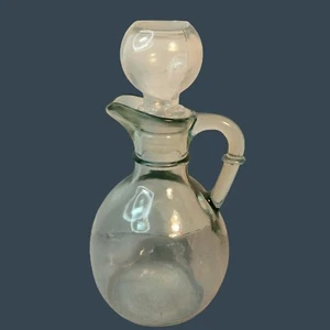 Vintage Clear Glass Oil Vinegar Cruet Handle Stopper Canadian Glass - Picture 1 of 11