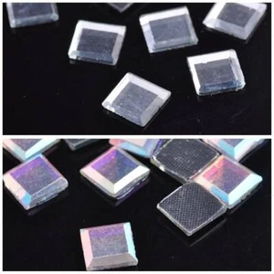 Wholesale 4/6/10mm Iron On Hotfix Faceted Square Crystal Rhinestones Flat Beads - Picture 1 of 5
