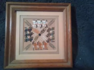 Navajo Framed Sand Painting Buffalo People Healing Symbol Signed Native American - Picture 1 of 5