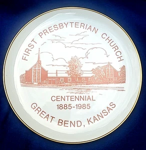100th Anniversary Plate 1885-1985 First Presbyterian Church Great Bend, Kansas - Bild 1 von 4