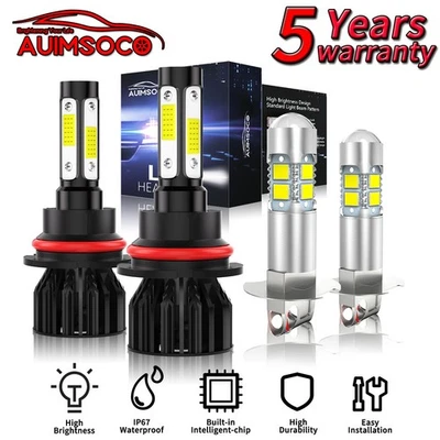 For Dodge Shadow 1990-1994 4Pcs 9004 H3 LED Headlight Bulbs Super Bright White - Изображение 1 из 4
