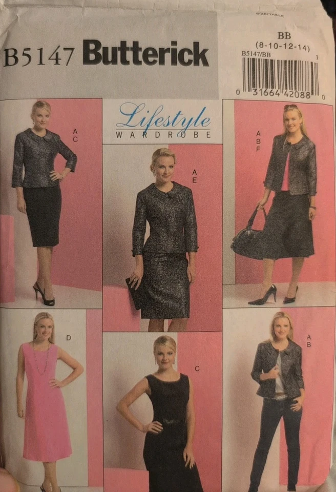 Butterick UNCUT Easy Pattern B5147 Size 8-14 Misses Jacket Top Dress Skirt Suit - Image 1 of 4