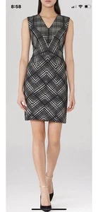 NWT Reiss Nadine Woven Check Black White Sheath Dress Sz 4 $320 - Picture 1 of 6