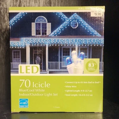 Lote de 3 novas caixas Target Corporation 70 luzes de LED azuis/brancas frias - Imagem 1 de 4