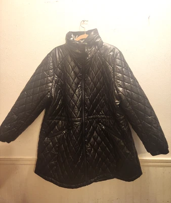 Abrigo acolchado Michael Kors para mujer talla 3X negro con cremallera completa Foto 1 de 4