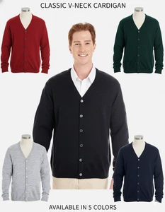 Jersey acrílico Harriton para hombre Pilbloc cuello en V botón cárdigan suéter M425 XS-6XL - Imagen 1 de 6