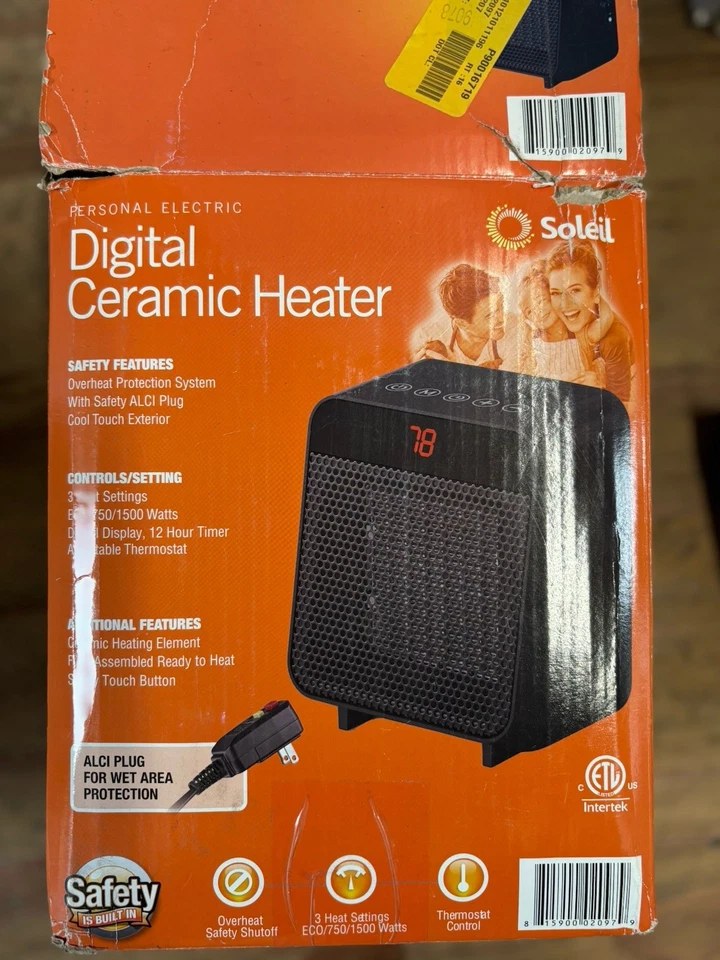 Calentador Cerámico Digital Eléctrico Soleil 1500W Interior, Negro PTC-916B Foto 1 de 3
