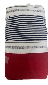 RoundTree & Yorke Knit Boxer Briefs Men's 100% Cotton, Size 36 Red/ Stripe blue - Bild 1 von 5