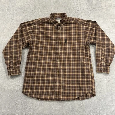 Columbia XCO Camisa Manga Larga Botón Hombres Grande Marrón Franela a Cuadros Foto 1 de 4