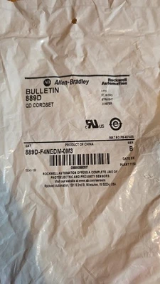 NIB Allen Bradley 889D-F4NEDM-0M3 BULLETIN 889D QD Cordset 4-pin 0.3m - Image 1 of 2
