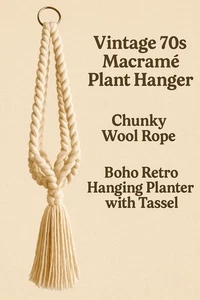 vintage macrame plant hanger 1970s - Picture 1 of 5