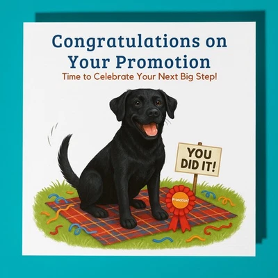 Black Labrador Congrats on Your Promotion Card Personalised Dog Card & Envelope - Image 1 of 4