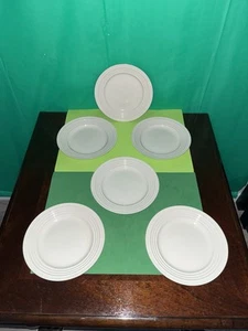 Gibson Everyday Off White Embossed Rings Salad Plate Set of 6 - Picture 1 of 7