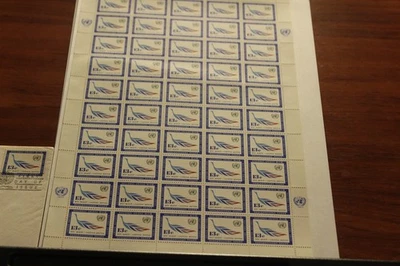 United Nation C 10 1963 13 CENTS AIRMAIL STAMPS FULL SHEET & 2 FDC 50 STAMPS - Image 1 of 4
