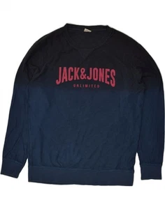 JACK & JONES Mens Graphic Sweatshirt Jumper XL Navy Blue Colourblock BE31 - Picture 1 of 3