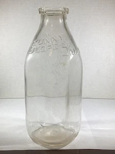 Botella de leche láctea Sunny Slope vintage en relieve de vidrio transparente cuarto cuadrado - Imagen 1 de 24