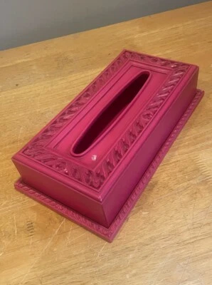 Caja de pañuelos faciales rosa plástico Syroco vintage patrón de tocador desplazamiento Foto 1 de 4