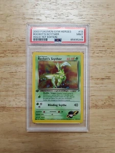 Pokemon PSA 9 MINT 2000 Rocket's Scyther 1st Edition Gym Heroes Holo Card - Picture 1 of 2