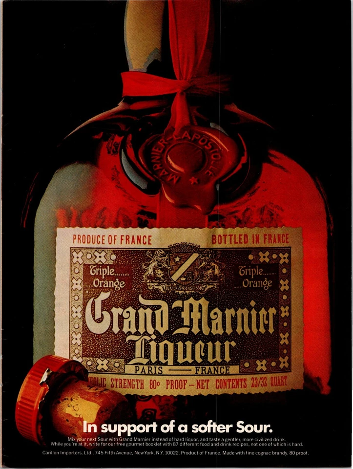 Anuncio impreso Grand Marnier 1974 licor vintage París Francia 80 prueba triple naranja Foto 1 de 1