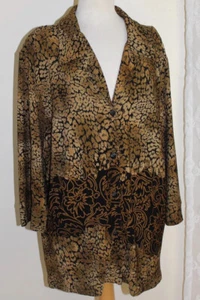 Vikki Vi Sz 2X Funky Animal Print Floral Slinky Jacket or Shirt Travel Knit - Picture 1 of 6