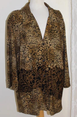 Vikki Vi Sz 2X Funky Animal Print Floral Slinky Jacket or Shirt Travel Knit - Image 1 of 4