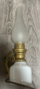 Vintage Oil Lamp, In White Opaline And Brass, Intact Glass Electrified - Picture 1 of 5