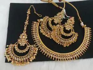 Nuevo Juego de Collares de Joyería de Moda India Tikka Bollywood Étnico Enchapado en Oro - Imagen 1 de 1
