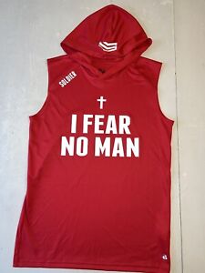 Soldier Sports Red I Fear No Man Sleeveless Football Hoodie Youth Boys XL 16/18