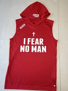 Soldier Sports Red I Fear No Man Sleeveless Football Hoodie Youth Boys XL 16/18 - Picture 1 of 5