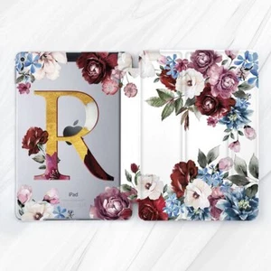 Custom Monogram Flowers Retro Case For iPad 10.2 Air 3 4 5 Pro 9.7 11 12.9 Mini - Picture 1 of 6