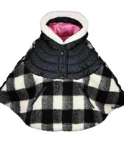 Obermeyer Girl's  Black Plaid Pullover Insulated Ski Hoodie Minuet Cape Sz S NWT - Picture 1 of 5