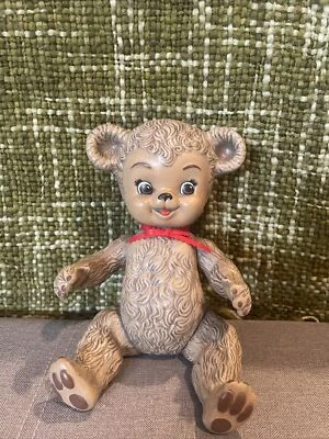 VTG Sun Rubber Co ? Sunny the Bear 10" Fully Jointed Porcelain Bisque Brown EUC - Image 1 of 4