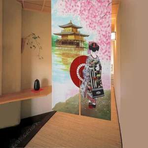Tapiz de puerta divisor puerta cortina decoración casa habitación Kabuki Maiko Sakura - Imagen 1 de 5