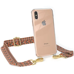 Łańcuszek na telefon komórkowy do iPhone X / XS Boho Sznurek Case Etui z paskiem szerokie pomarańczowe / zielone - Zdjęcie 1 z 7