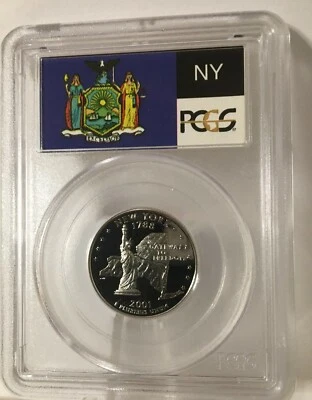 2001-S New York clad Proof  State Quarter PCGS PR69DCAM FLAG Free Ship #5463 - Image 1 of 2