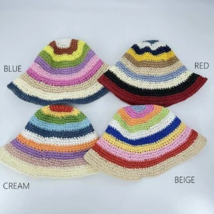 Rainbow ladies straw hat /Vintage look hat/Summer Hat/Gift for her/Beach Hat - Picture 1 of 9