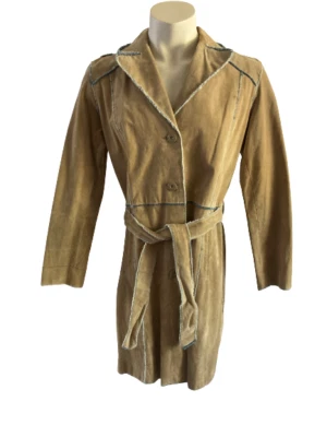 Casaco de camurça vintage MAXIMA WILSON'S LEATHER franja bronzeado com cinto boho feminino tamanho XL - Imagem 1 de 4