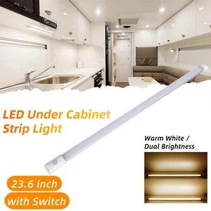 12V 23.6" LED Slim Line Light Bar RV Boat Closet Dimmable Under Cabinet Lamp - Picture 1 of 10