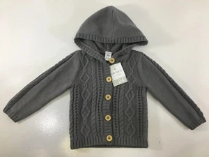 Carters Mini Blues Girls Toddler Button Up Hooded Cardigan Sweater Gray 24M NWT - Picture 1 of 10