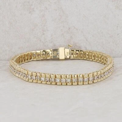 Brazalete estilo tenis eslabones diamantes oro amarillo 14k Foto 1 de 4