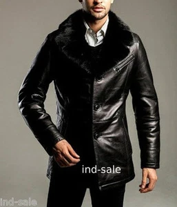 Genuine Leather Jacket Custom Tailor Made All Size Nappa Blazer Broad Lapel FUR - Picture 1 of 3