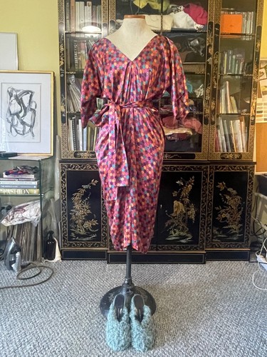 Abito origami Kenzo stampa geometrica seta taglia S