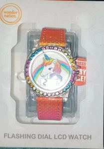 Wondernation Kids Rainbow Unicorn Flashing Dial LCD Watch W/ Adjustable Band NEW - Picture 1 of 1