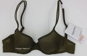 NWT Calvin Klein QF6068 "Sheer Marquisette" Convertible, Demi, Spacer Bra, Olive - Picture 1 of 7