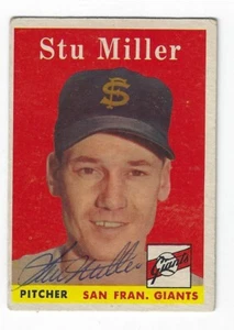Tarjeta autografiada 1958 Topps STU MILLER Gigantes de San Francisco #111 con certificado de autenticidad - Imagen 1 de 1