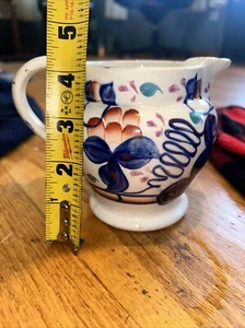 19th C Smoking Buddha Gaudy Welsh Ironstone 4.0in” pitcher/creamer - Picture 1 of 13