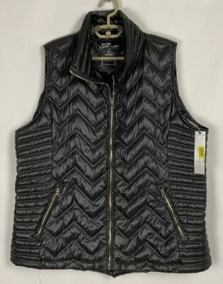 Calvin Klein NWT Womens Full Zip Down Puffer Vest Jacket XL Black Quilted New - Image 1 of 4