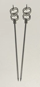 Pair Martini Olives Cocktail Picks Silvertone Stainless Steel - Picture 1 of 2