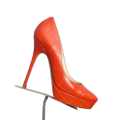 JIMMY CHOO- Orange Leather Platforms, Size 36 - Image 1 of 4