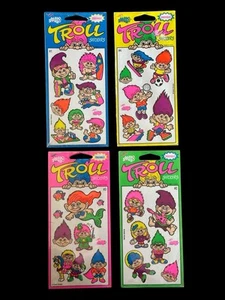 Vintage Mello Smello Neon Trolls Stickers New Sealed - Lot Of 4 Packs - Picture 1 of 6